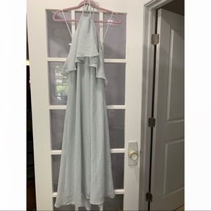 Sky blue low back overlay maxi dress